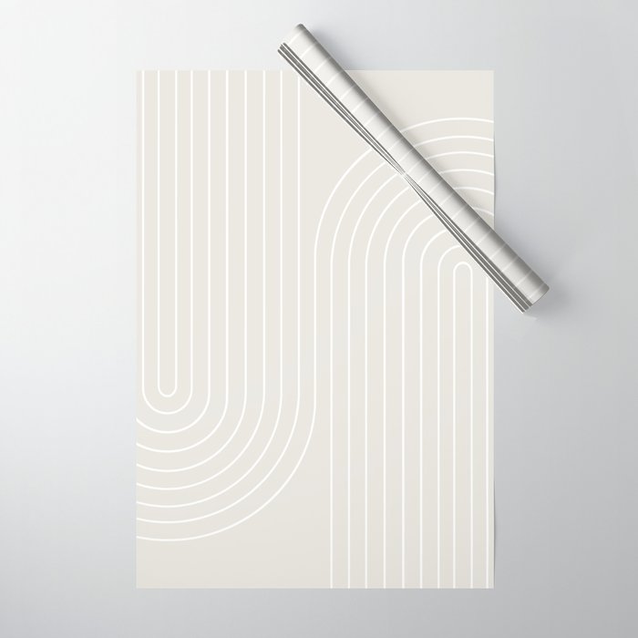 Minimal Line Curvature XI Natural Off White Mid Century Modern Arch Abstract Wrapping Paper Gallery Image 1