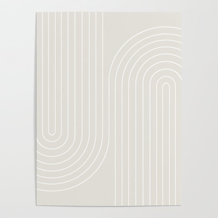 Minimal Line Curvature XI Natural Off White Mid Century Modern Arch Abstract Poster Gallery Image 1