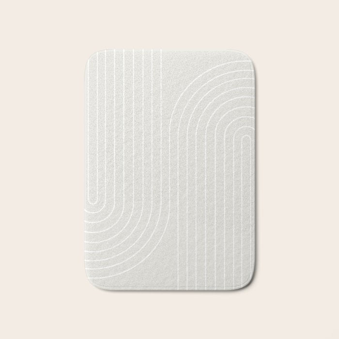 Minimal Line Curvature XI Natural Off White Mid Century Modern Arch Abstract Bath Mat Gallery Image 1