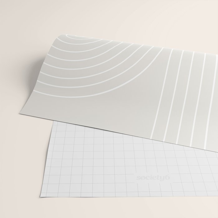 Minimal Line Curvature XI Natural Off White Mid Century Modern Arch Abstract Wrapping Paper Gallery Image 2