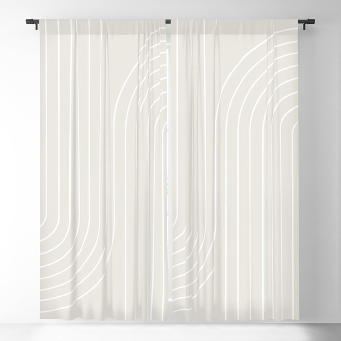 Minimal Line Curvature XI Natural Off White Mid Century Modern Arch Abstract Window Curtain Gallery Image 1