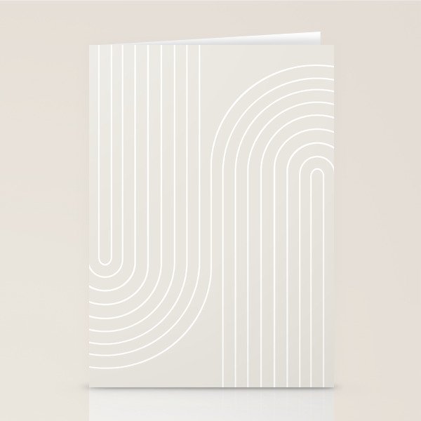 Minimal Line Curvature XI Natural Off White Mid Century Modern Arch Abstract Stationery Card Gallery Image 1