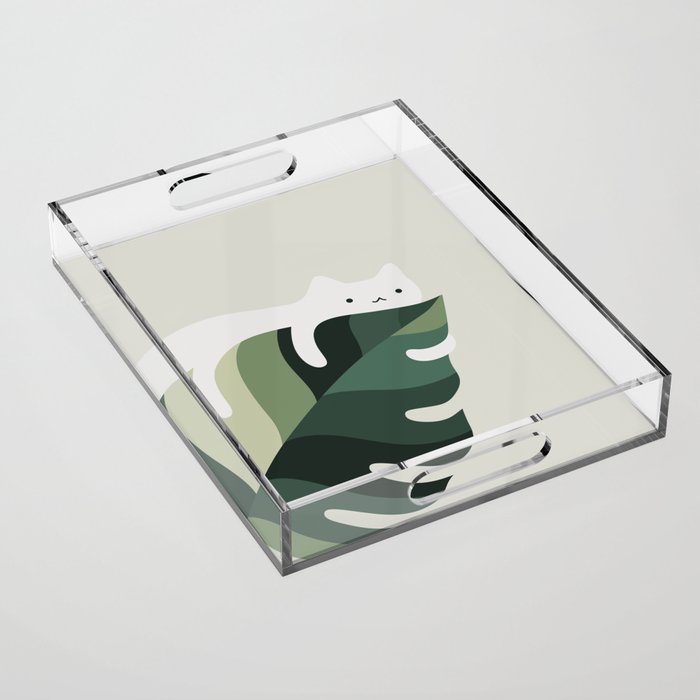 Cat and Plant 12C Acrylic Tray Gallery Image 1