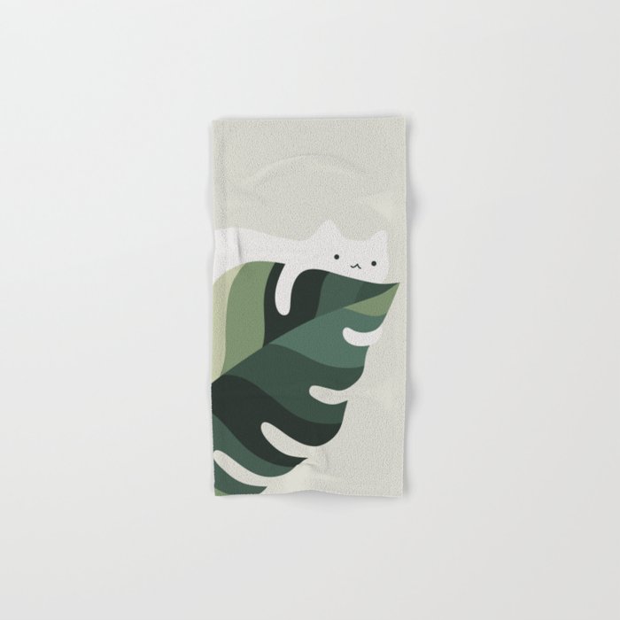 Cat and Plant 12C Bath Towel Gallery Image 1