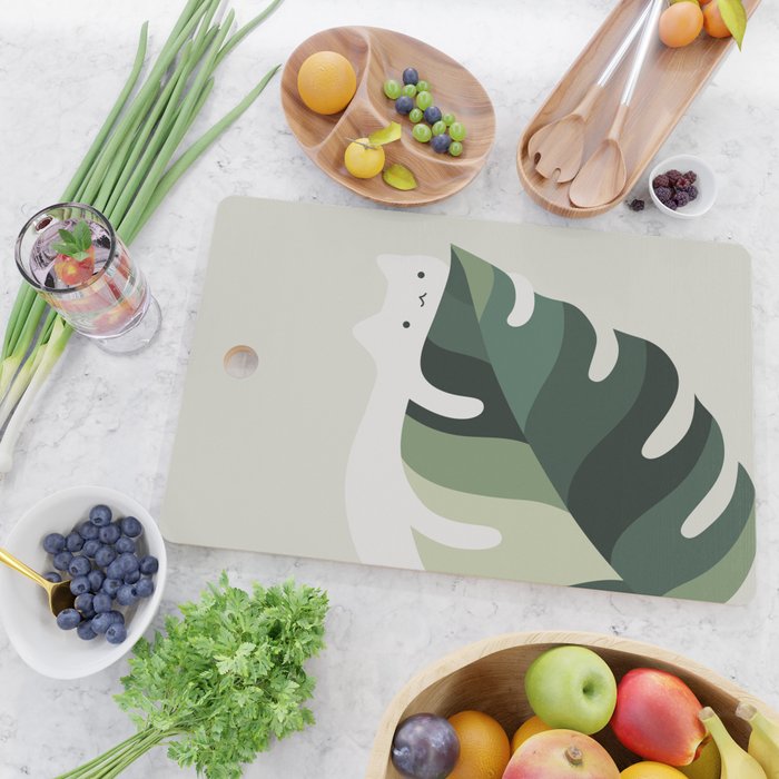 Cat and Plant 12C Cutting Board Gallery Image 2