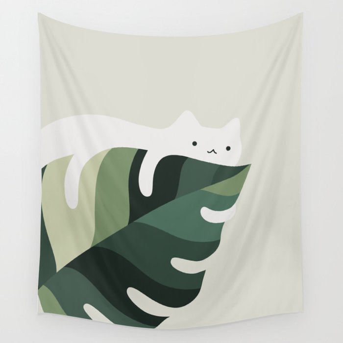 Cat and Plant 12C Wall Tapestry Gallery Image 4