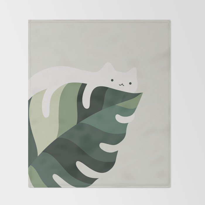 Cat and Plant 12C Throw Blanket Gallery Image 2
