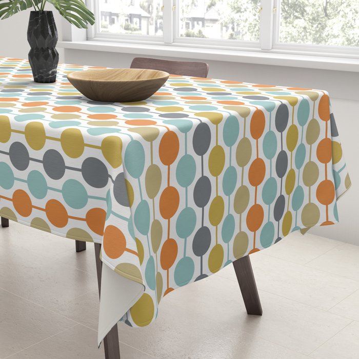 Retro Circles Mid Century Modern Background Tablecloth Gallery Image 3