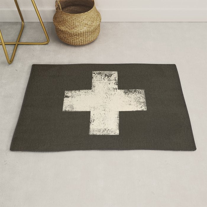 Ski Patrol Sign Cross X Vintage Rug Gallery Image 1