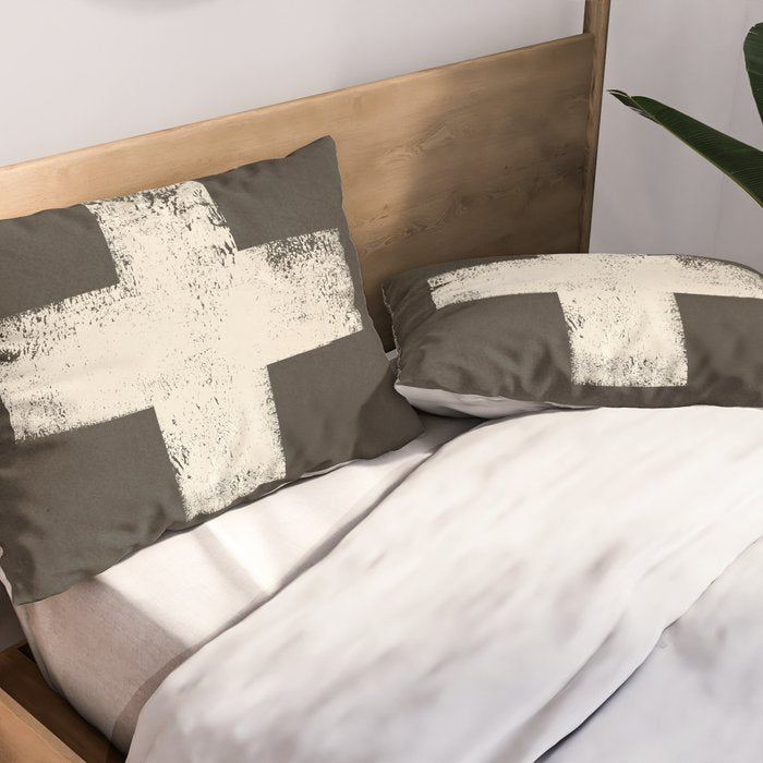 Ski Patrol Sign Cross X Vintage Pillow Sham Gallery Image 2