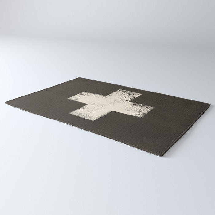 Ski Patrol Sign Cross X Vintage Rug Gallery Image 3