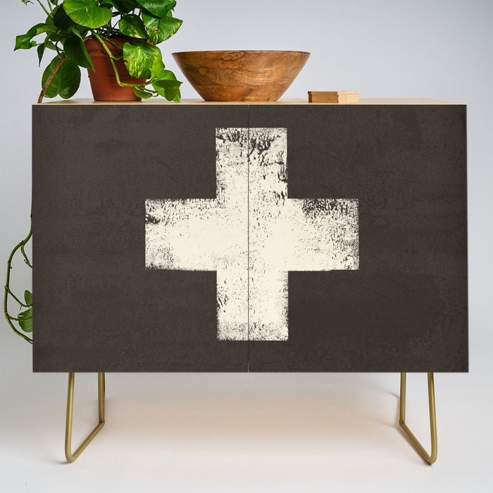 Ski Patrol Sign Cross X Vintage Credenza Gallery Image 1