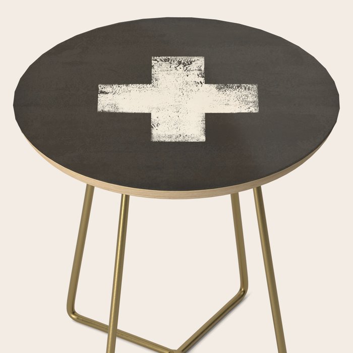 Ski Patrol Sign Cross X Vintage Side Table Gallery Image 2