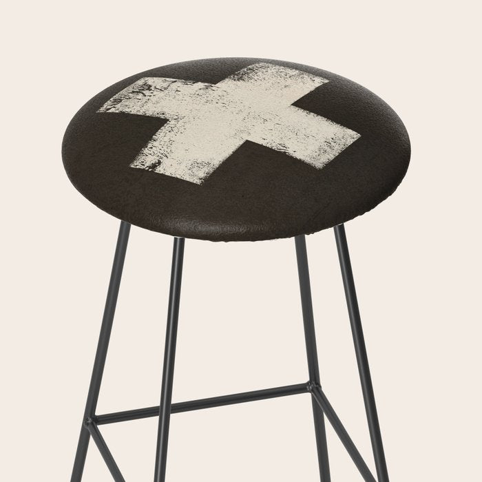 Ski Patrol Sign Cross X Vintage Stool Gallery Image 2