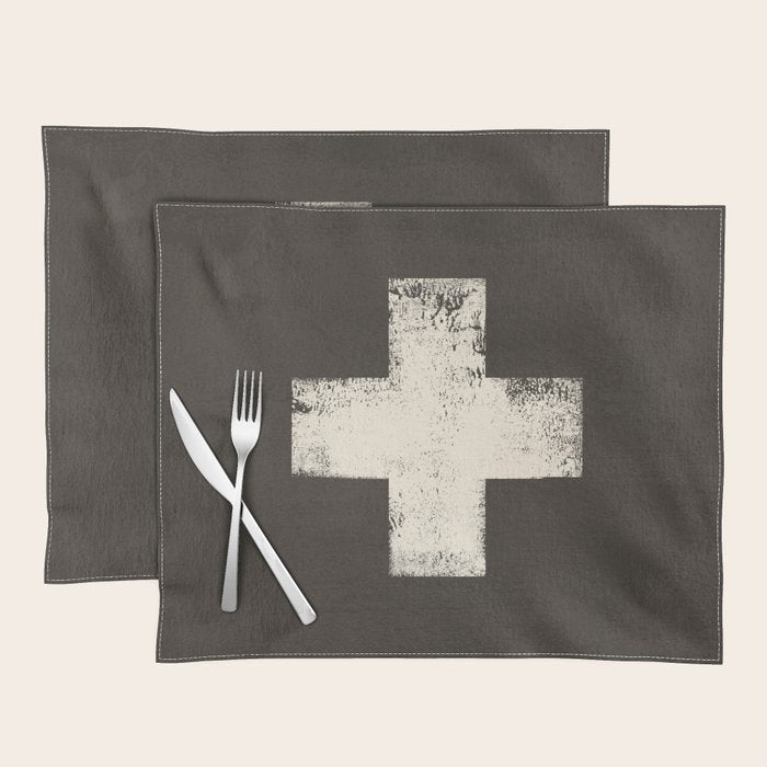Ski Patrol Sign Cross X Vintage Placemat Gallery Image 1