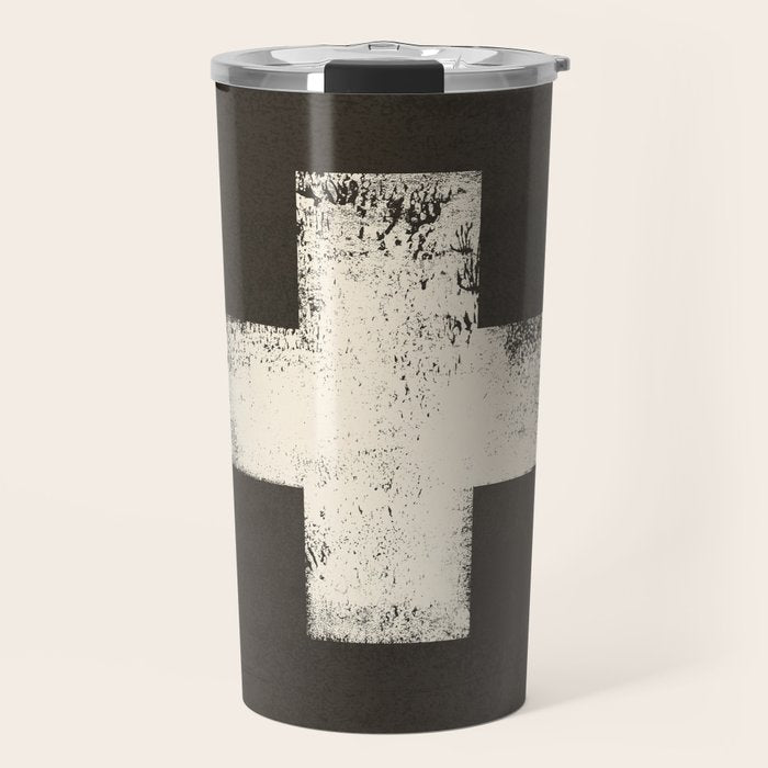 Ski Patrol Sign Cross X Vintage Travel Mug Gallery Image 1