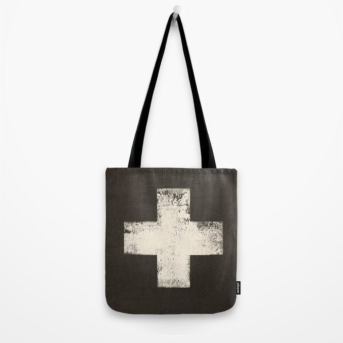 Ski Patrol Sign Cross X Vintage Tote Bag Gallery Image 2