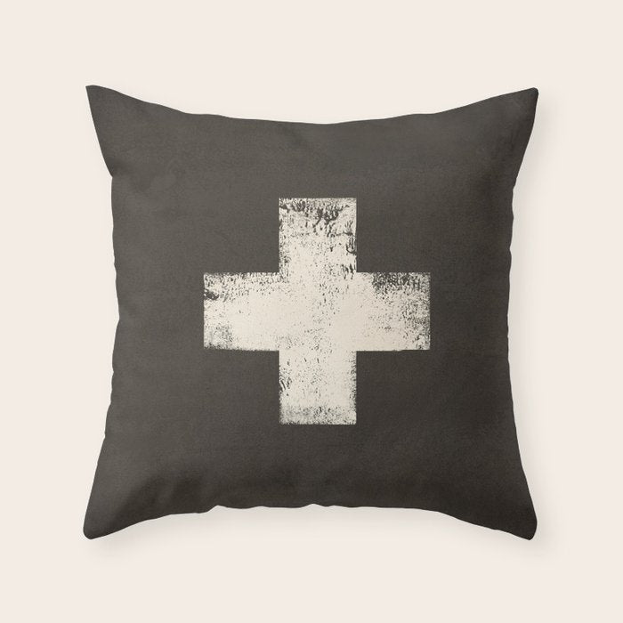 Ski Patrol Sign Cross X Vintage Throw Pillow Gallery Image 6