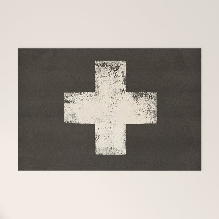 Ski Patrol Sign Cross X Vintage Welcome Mat Gallery Image 1