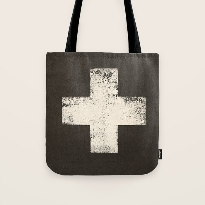 Ski Patrol Sign Cross X Vintage Tote Bag Gallery Image 1