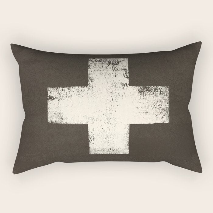 Ski Patrol Sign Cross X Vintage Rectangular Pillow Gallery Image 2