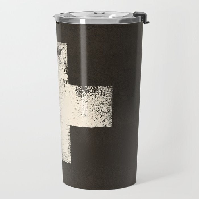 Ski Patrol Sign Cross X Vintage Travel Mug Gallery Image 2