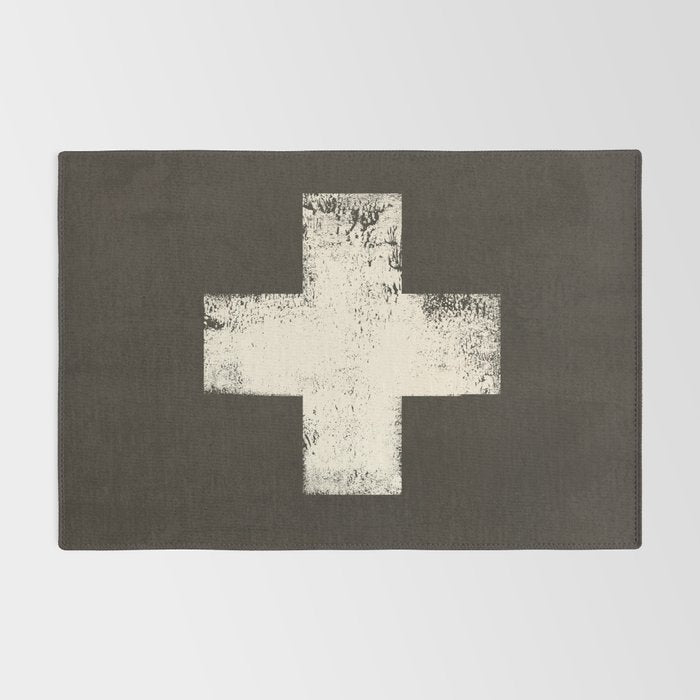 Ski Patrol Sign Cross X Vintage Rug Gallery Image 2
