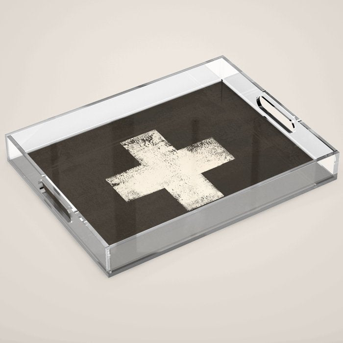 Ski Patrol Sign Cross X Vintage Acrylic Tray Gallery Image 1