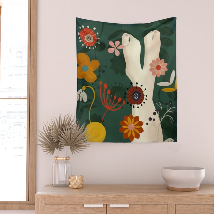 mid century garden summer relax Wall Tapestry Gallery Image 2