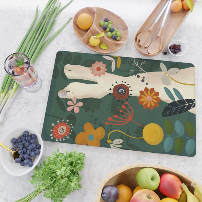 mid century garden summer relax Cutting Board Gallery Image 2