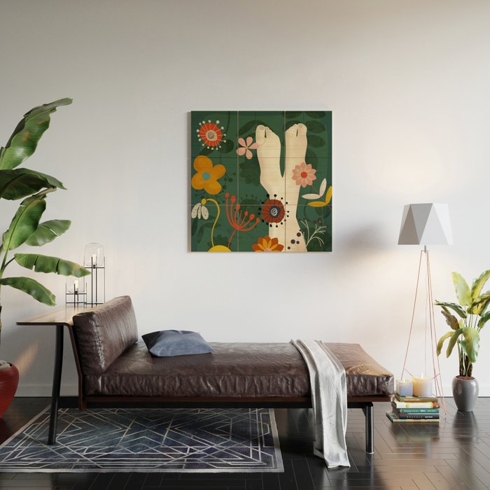 mid century garden summer relax Wood Wall Art Gallery Image 2