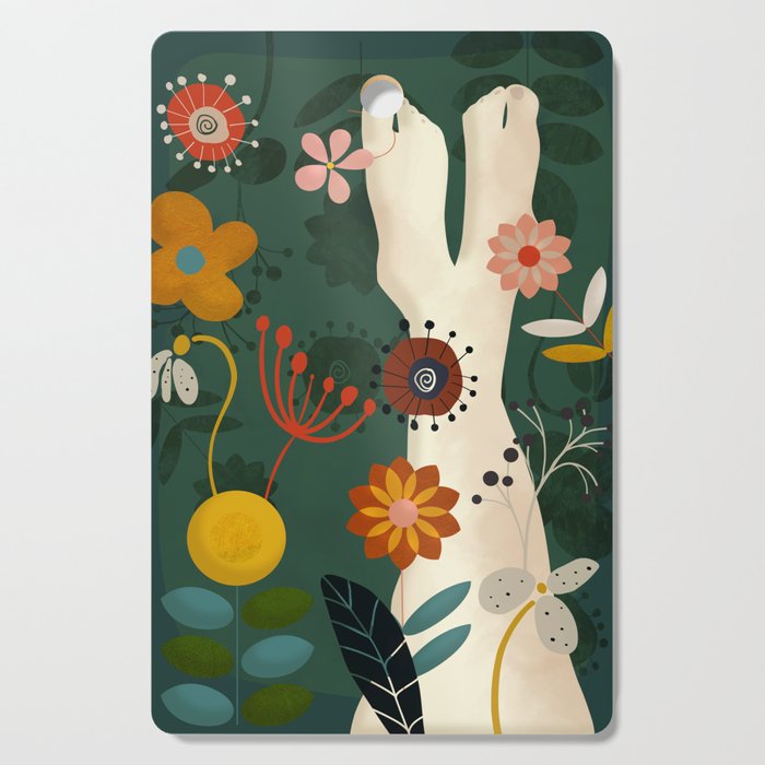 mid century garden summer relax Cutting Board Gallery Image 1
