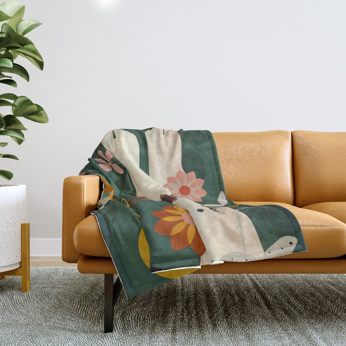 mid century garden summer relax Throw Blanket Gallery Image 1