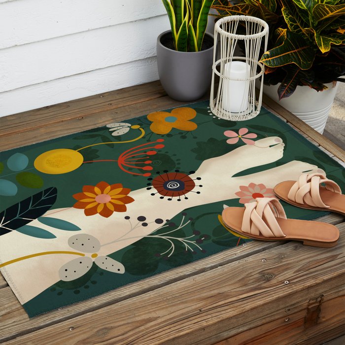 mid century garden summer relax Outdoor Rug Gallery Image 2
