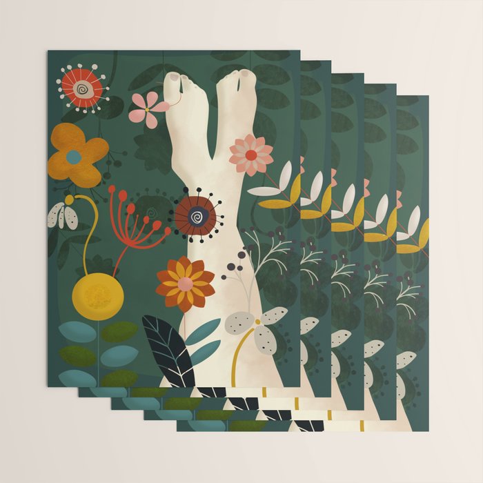 mid century garden summer relax Wrapping Paper Gallery Image 3