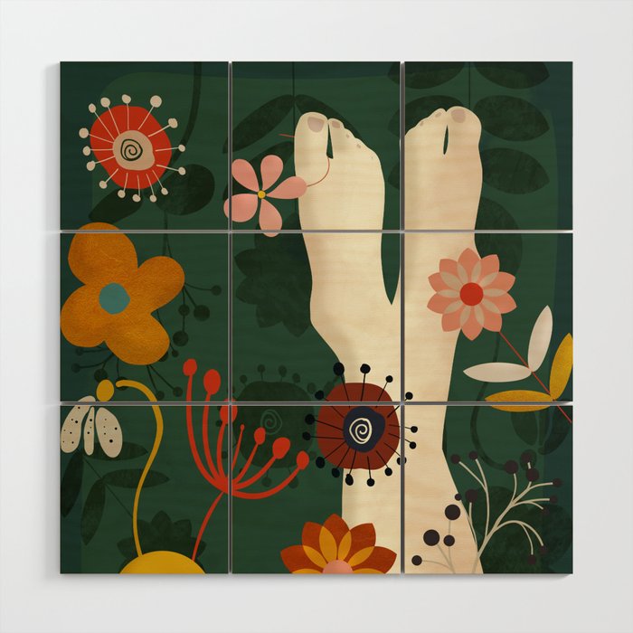mid century garden summer relax Wood Wall Art Gallery Image 1