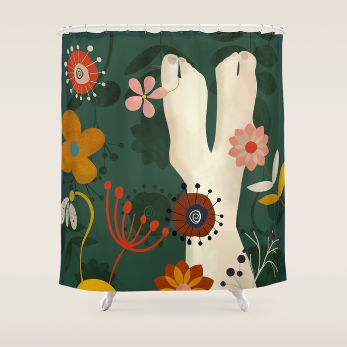 mid century garden summer relax Shower Curtain Gallery Image 1