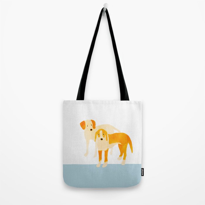 Dogs Near Water - Yellow and White Tote Bag Gallery Image 2