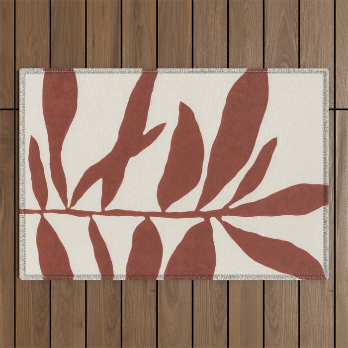 Linocut Branch #3 / Saffron Red Outdoor Rug Gallery Image 1