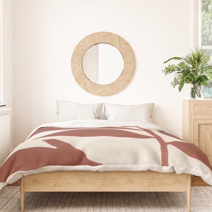 Linocut Branch #3 / Saffron Red Duvet Cover Gallery Image 3