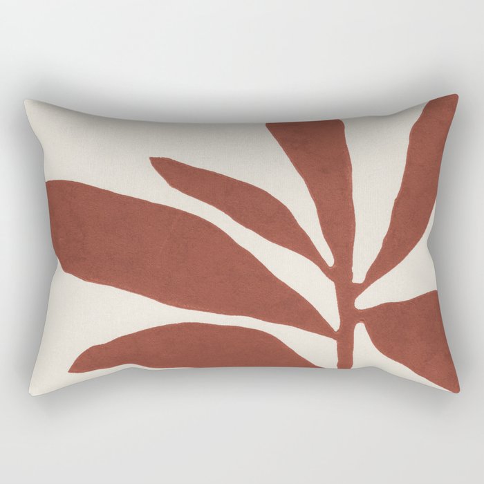 Linocut Branch #3 / Saffron Red Rectangular Pillow Gallery Image 1