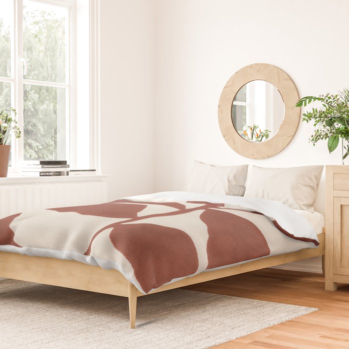 Linocut Branch #3 / Saffron Red Duvet Cover Gallery Image 2