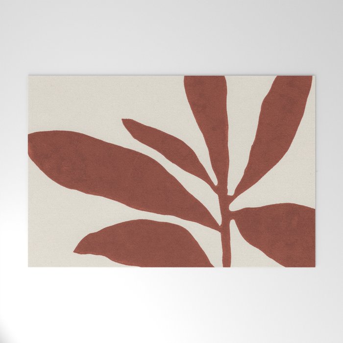 Linocut Branch #3 / Saffron Red Welcome Mat Gallery Image 1
