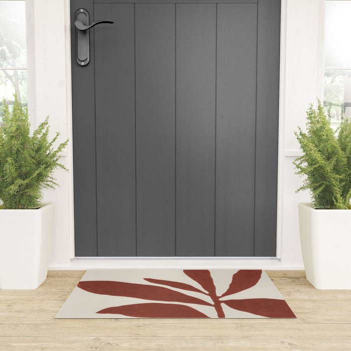 Linocut Branch #3 / Saffron Red Welcome Mat Gallery Image 3