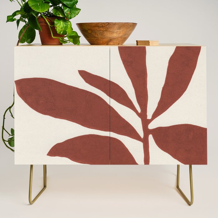 Linocut Branch #3 / Saffron Red Credenza Gallery Image 1