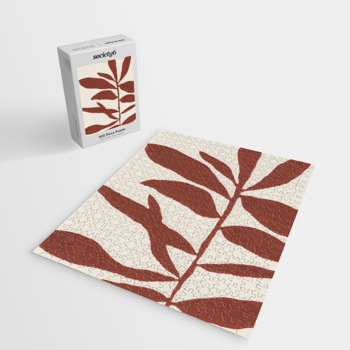 Linocut Branch #3 / Saffron Red Jigsaw Puzzle Gallery Image 2