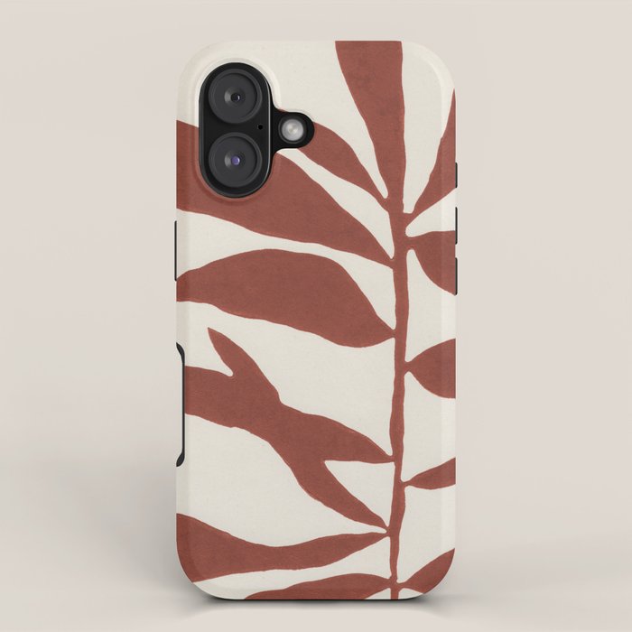Linocut Branch #3 / Saffron Red iPhone Case Gallery Image 1