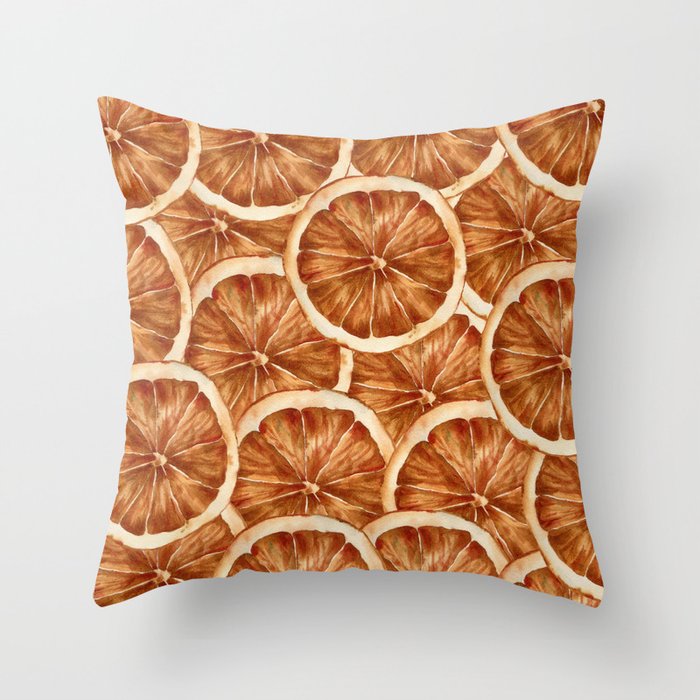 Watercolor, Festive Oranges Throw Pillow Gallery Image 1