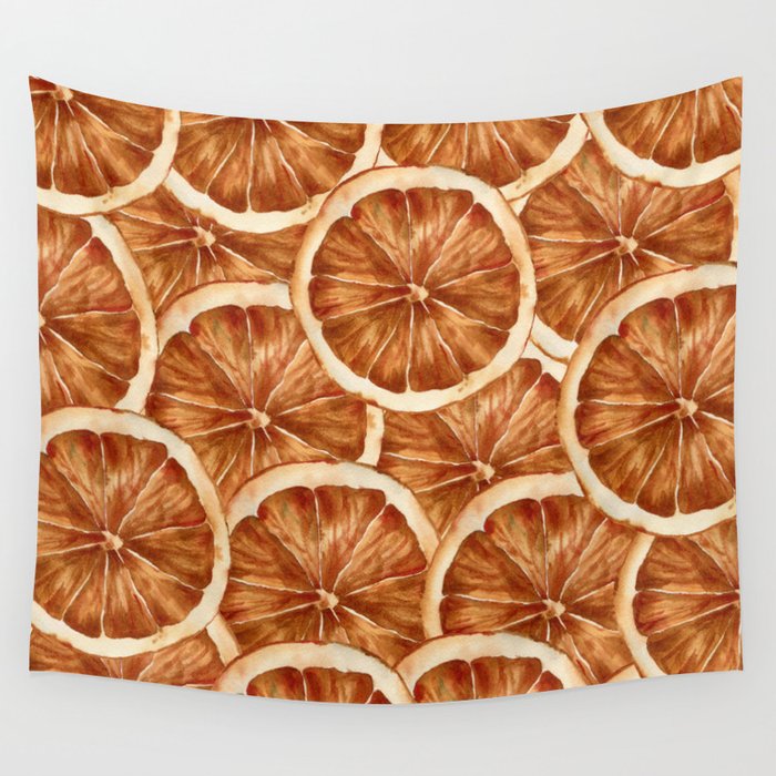 Watercolor, Festive Oranges Wall Tapestry Gallery Image 4