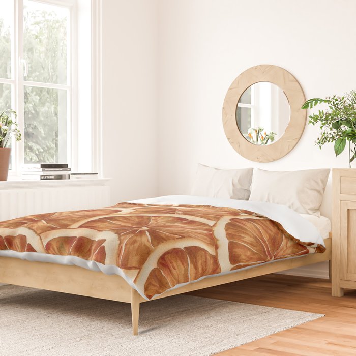Watercolor, Festive Oranges Duvet Cover Gallery Image 2